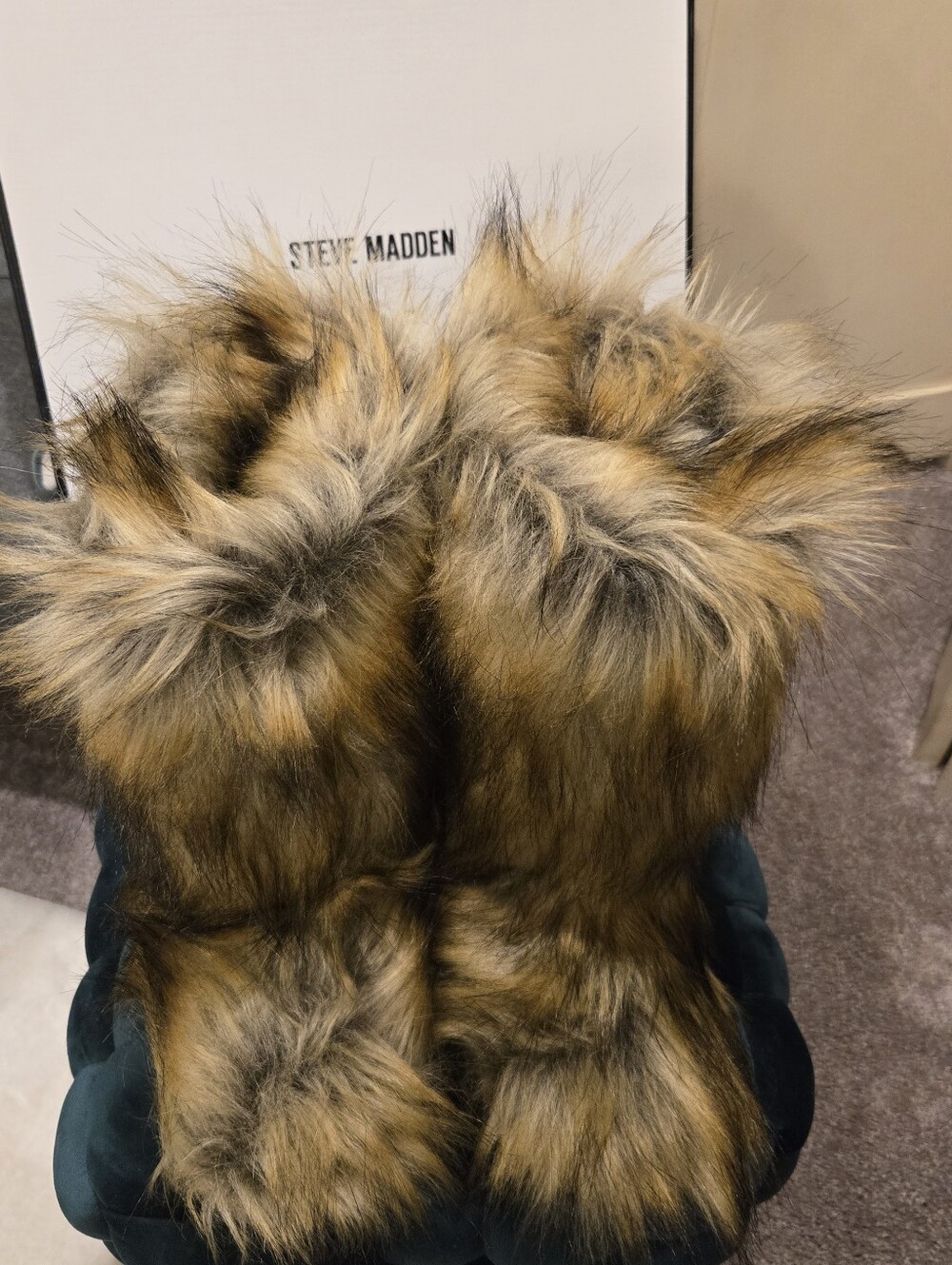Steve Madden Kids Faux Fur Trim Hooded Coat - Brown & Black Tones